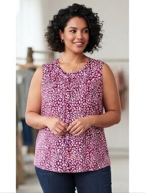 Micoson Leopard Print Sleeveless Tank Top Purple & White Size XXL